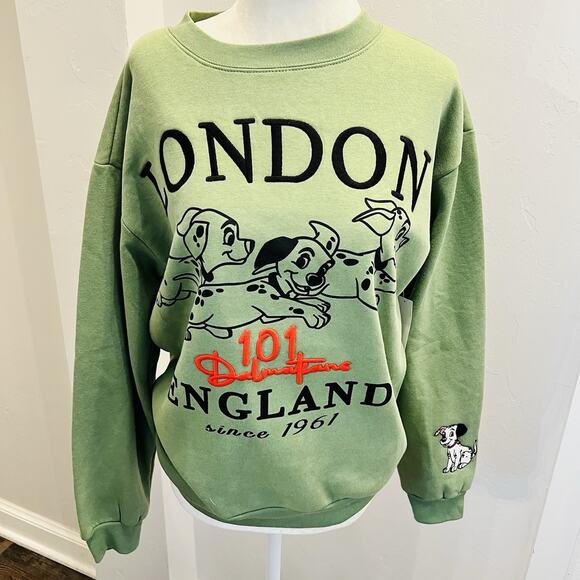 Disney Tops - Disney 101 Dalmatians London England Sweatshirt Women’s S Green Pullover (A0130)